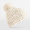 Toasty Patch Beanie winter hat - B329:Oatmeal, 100% polyester, patch: 100% cotton, One Size